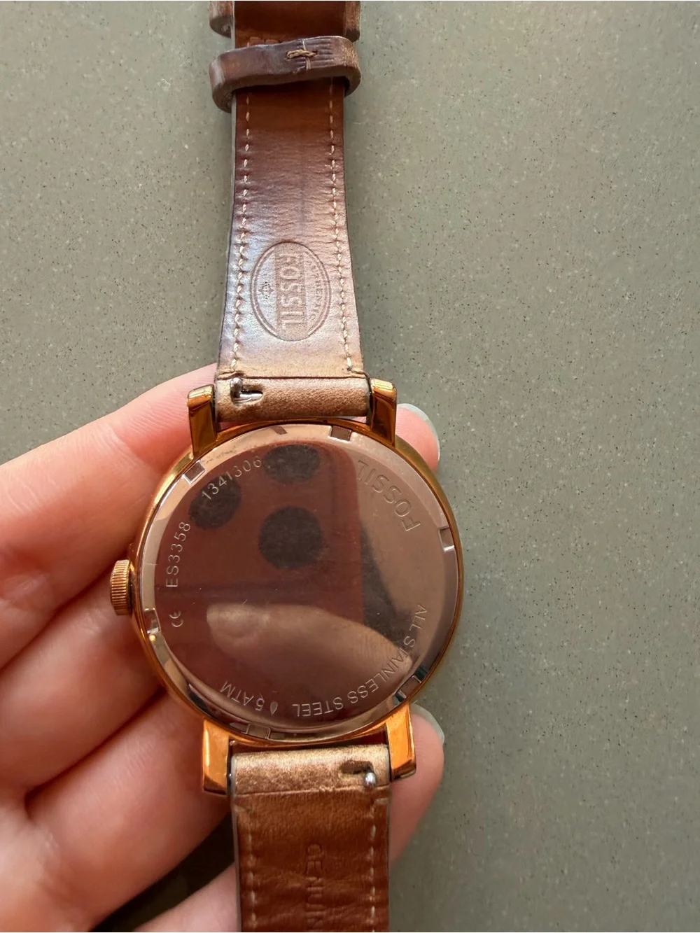 Fossil Chelsea Rose Gold Dial Brown Leather Strap Watch